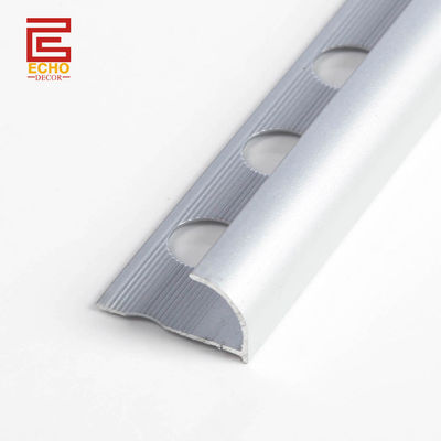 গুণ  Aluminum Anodized Silver Outside Corner Trim Bullnose Edge Tile Trim কারখানা