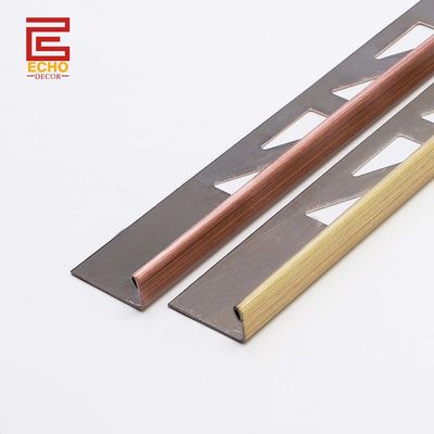 গুণ  Outdoor Straight Stainless Steel Tile Trim Flat Metal Edge Trim 10mm কারখানা