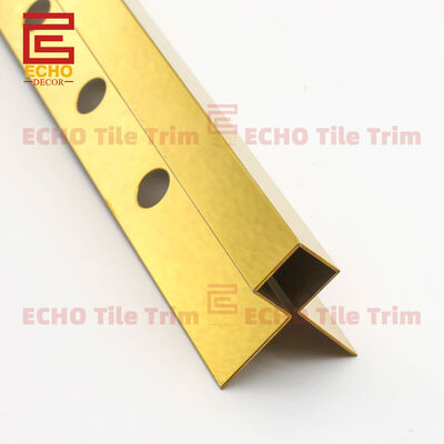 Square Angle Gold Stainless Steel Tile Trim For External Corners